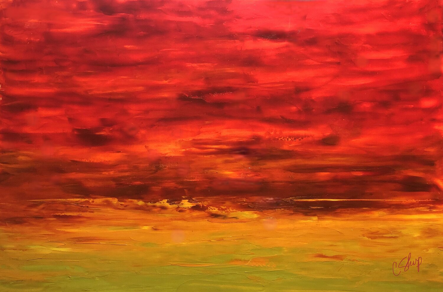 CITRUS SUNSET Christine Sharp Peinture originale à vendre