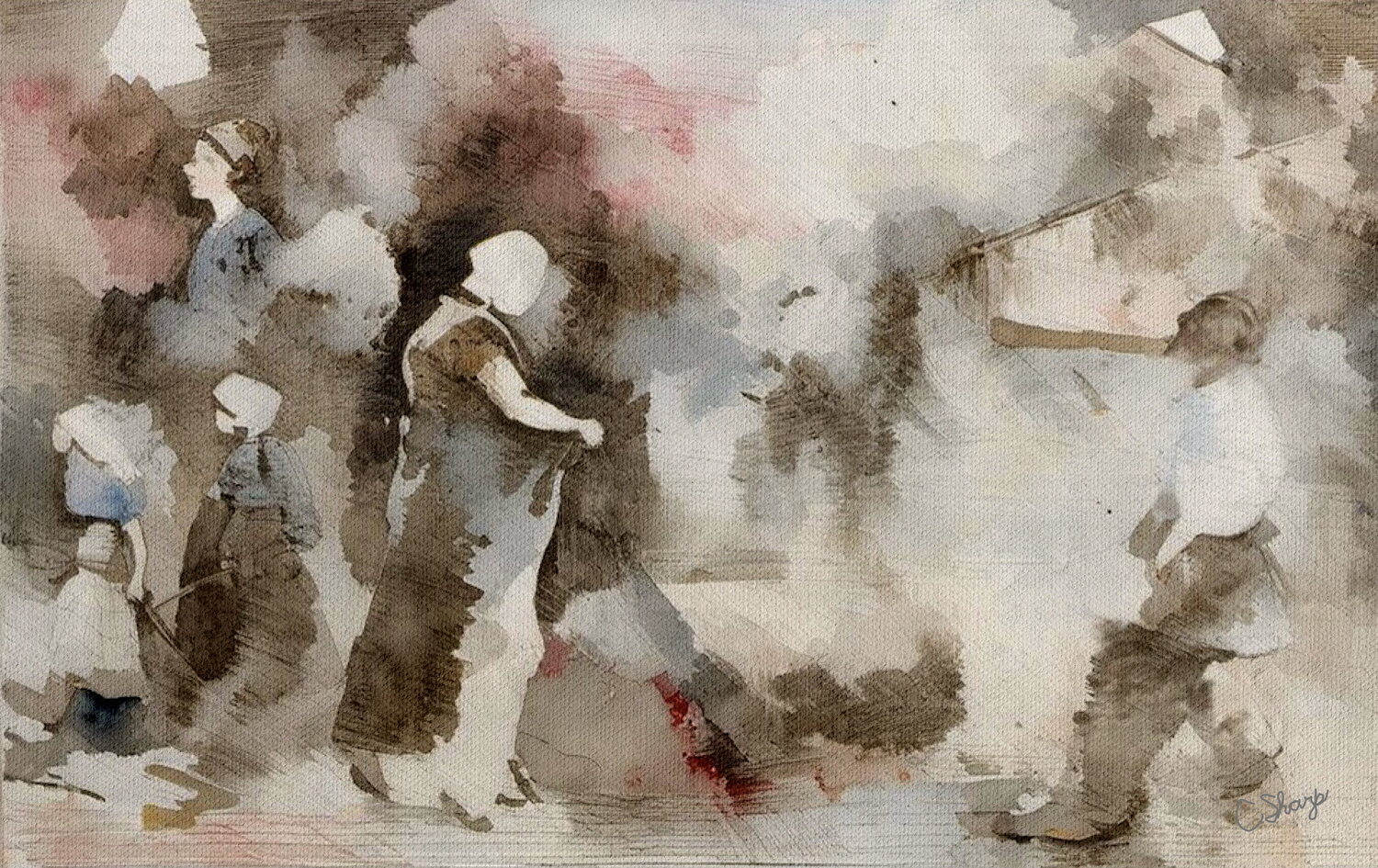 WAR: SAVING DEMOCRACY SERIES Christine Sharp Peinture originale à vendre