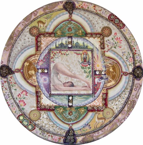 Good night ,round yoga mandala van Simona Marziani, Schilderij te koop op Singulart