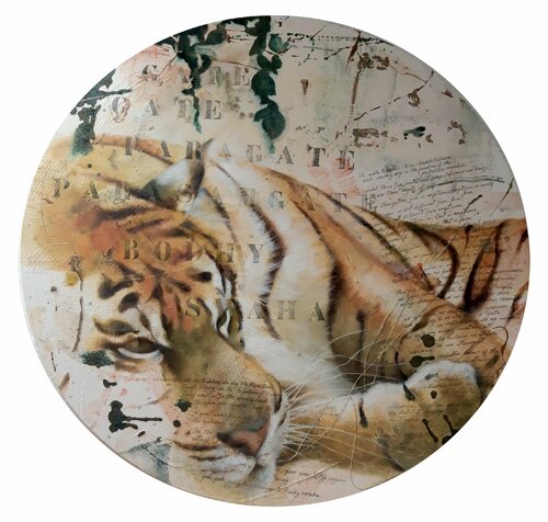 "Gate, Gate...." Round canvas van Simona Marziani, Schilderij te koop op Singulart