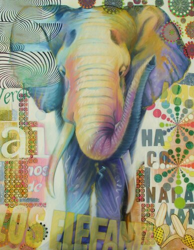Pop Elephant van Simona Marziani, Schilderij te koop op Singulart
