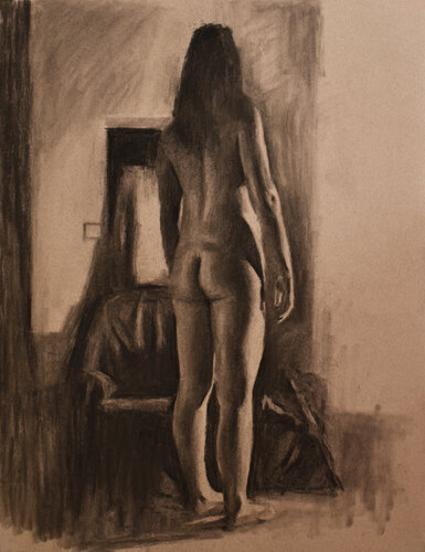 nude in space van Akis Oulkeroglou, Tekening te koop op Singulart