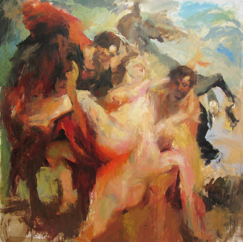 Study on Ruben's "The Rape of the Daughters of Leucippus" di Akis Oulkeroglou, Pittura in vendita su Singulart