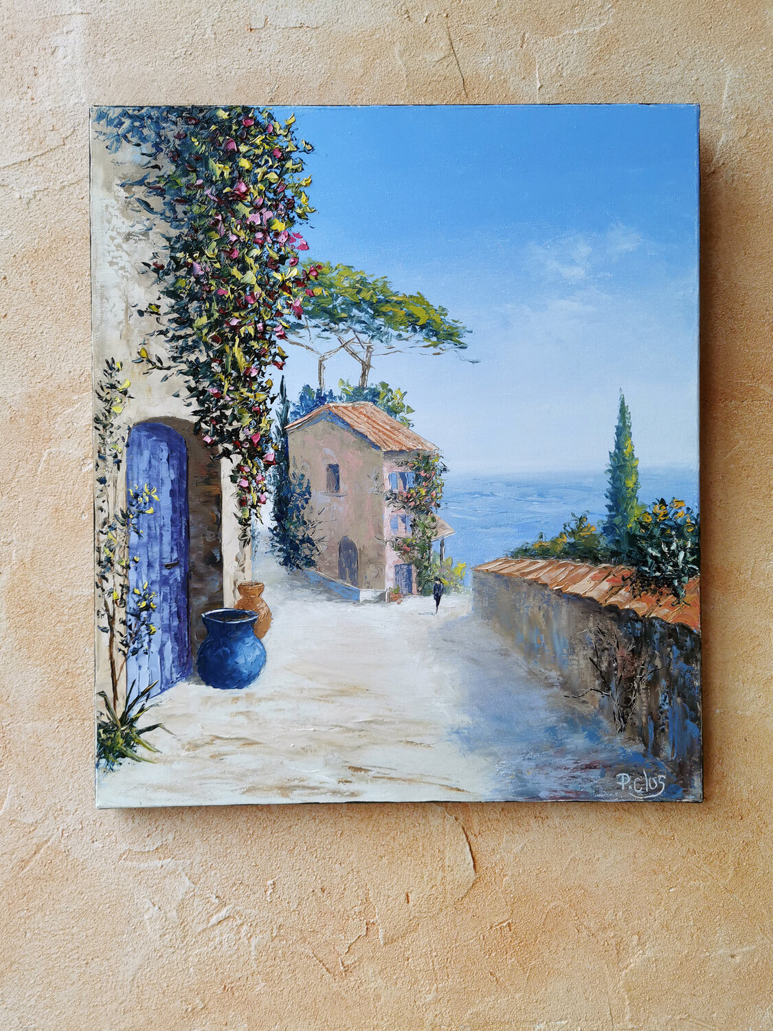 フランス人画家による絵画（水彩画２） BURNET フランス人画家 パリの風景画 油彩 2号 : アンティーク