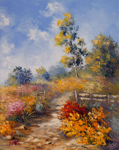 Chemin vers l enclos van Pascal Clus, Schilderij te koop op Singulart