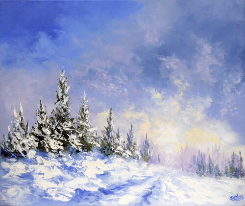 Chemin enneigé van Pascal Clus, Schilderij te koop op Singulart