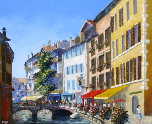 Le Thiou, Annecy van Pascal Clus, Schilderij te koop op Singulart
