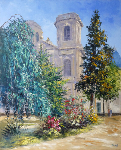 Square Jeanne Mance à Langres van Pascal Clus, Schilderij te koop op Singulart