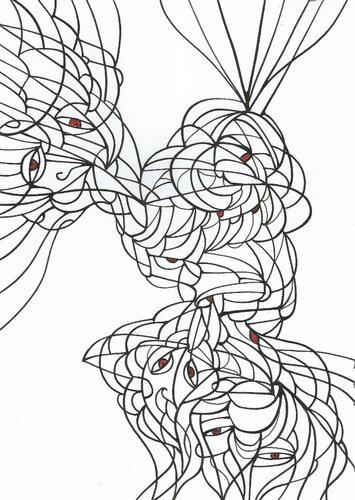 2022-10-26__03__Album 16__Serie_rote Tränen, schwarzweisse Tränen par Ira Repey, Dessin en vente sur Singulart