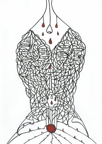 2022-10-26__04__Album 16__Serie_rote Tränen, schwarzweisse Tränen par Ira Repey, Dessin en vente sur Singulart