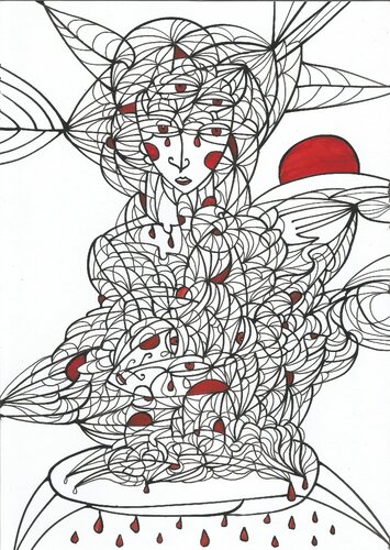 2022-10-26__06__Album 16__Serie_rote Tränen, schwarzweisse Tränen par Ira Repey, Dessin en vente sur Singulart