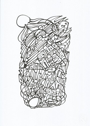 Die Stadt empfängt den Mond by Ira Repey, 소묘 for Sale on Singulart