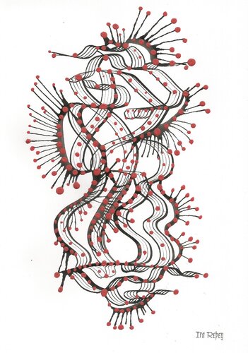 Klangbild mit roten Punkten 01 by Ira Repey, Work on Paper for Sale on Singulart