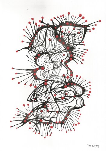 Klangbild mit roten Punkten 01 by Ira Repey, 紙の作品 for Sale on Singulart