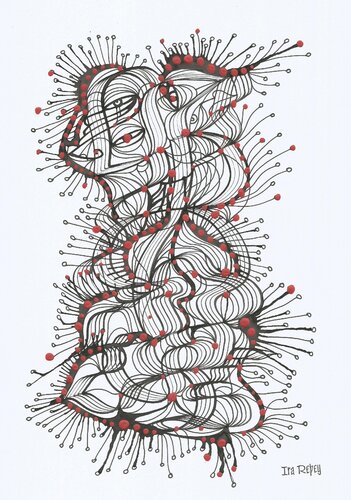 Klangbild mit roten Punkten 03 by Ira Repey, 紙の作品 for Sale on Singulart