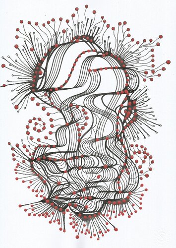 Klangbild mit roten Punkten 04 by Ira Repey, 紙の作品 for Sale on Singulart