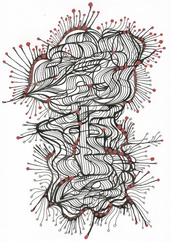 Klangbild mit roten Punkten 05 by Ira Repey, 紙の作品 for Sale on Singulart