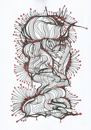 Klangbild mit roten Punkten 06 by Ira Repey, Work on Paper for Sale on Singulart