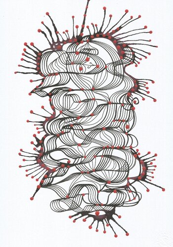 Klangbild mit roten Punkten 07 by Ira Repey, Work on Paper for Sale on Singulart