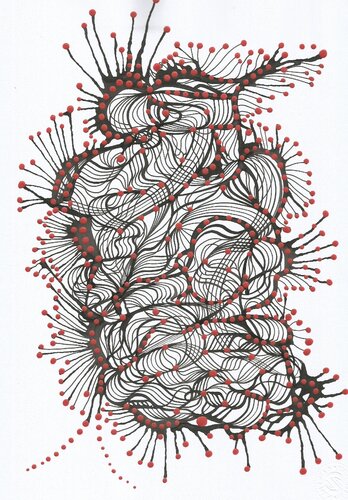 Klangbild mit roten Punkten 09 by Ira Repey, Work on Paper for Sale on Singulart