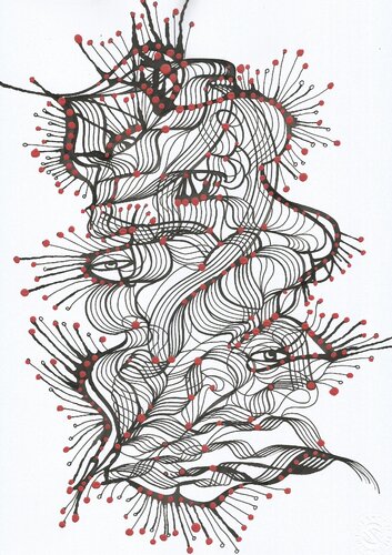 Klangbild mit roten Punkten 11 by Ira Repey, Work on Paper for Sale on Singulart