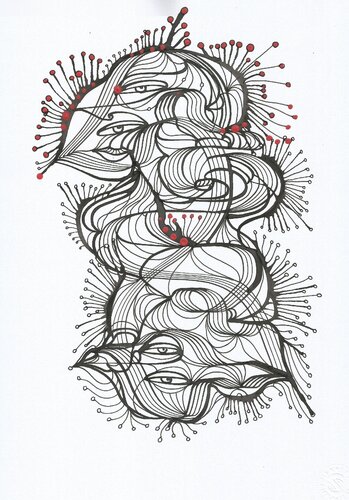 Klangbild mit roten Punkten 14 by Ira Repey, Work on Paper for Sale on Singulart