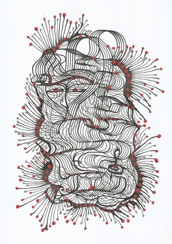 Klangbild mit roten Punkten 15 by Ira Repey, Work on Paper for Sale on Singulart