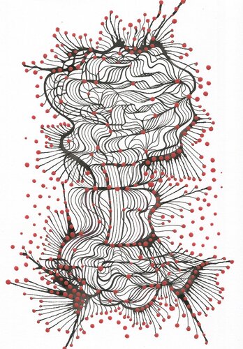 Klangbild mit roten Punkten 16 by Ira Repey, Work on Paper for Sale on Singulart