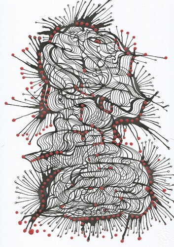 Klangbild mit roten Punkten 17 by Ira Repey, Work on Paper for Sale on Singulart