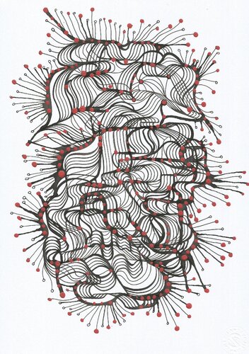 Klangbild mit roten Punkten 18 by Ira Repey, Work on Paper for Sale on Singulart