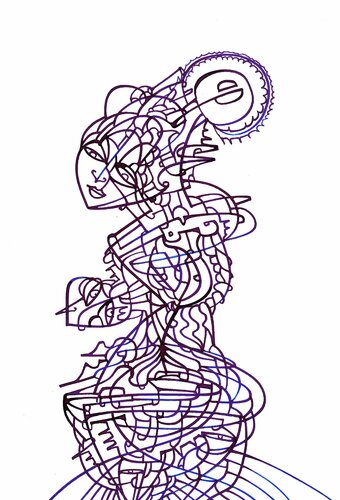 blauschimmernde Corona-Geburt (shimmering blue Corona-Birth) par Ira Repey, Dessin en vente sur Singulart