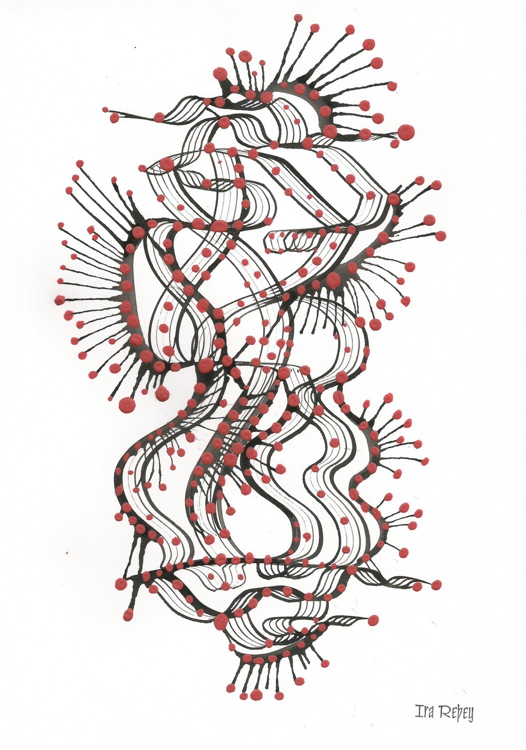 Klangbild mit roten Punkten 01 Ira Repey Work on Paper for sale