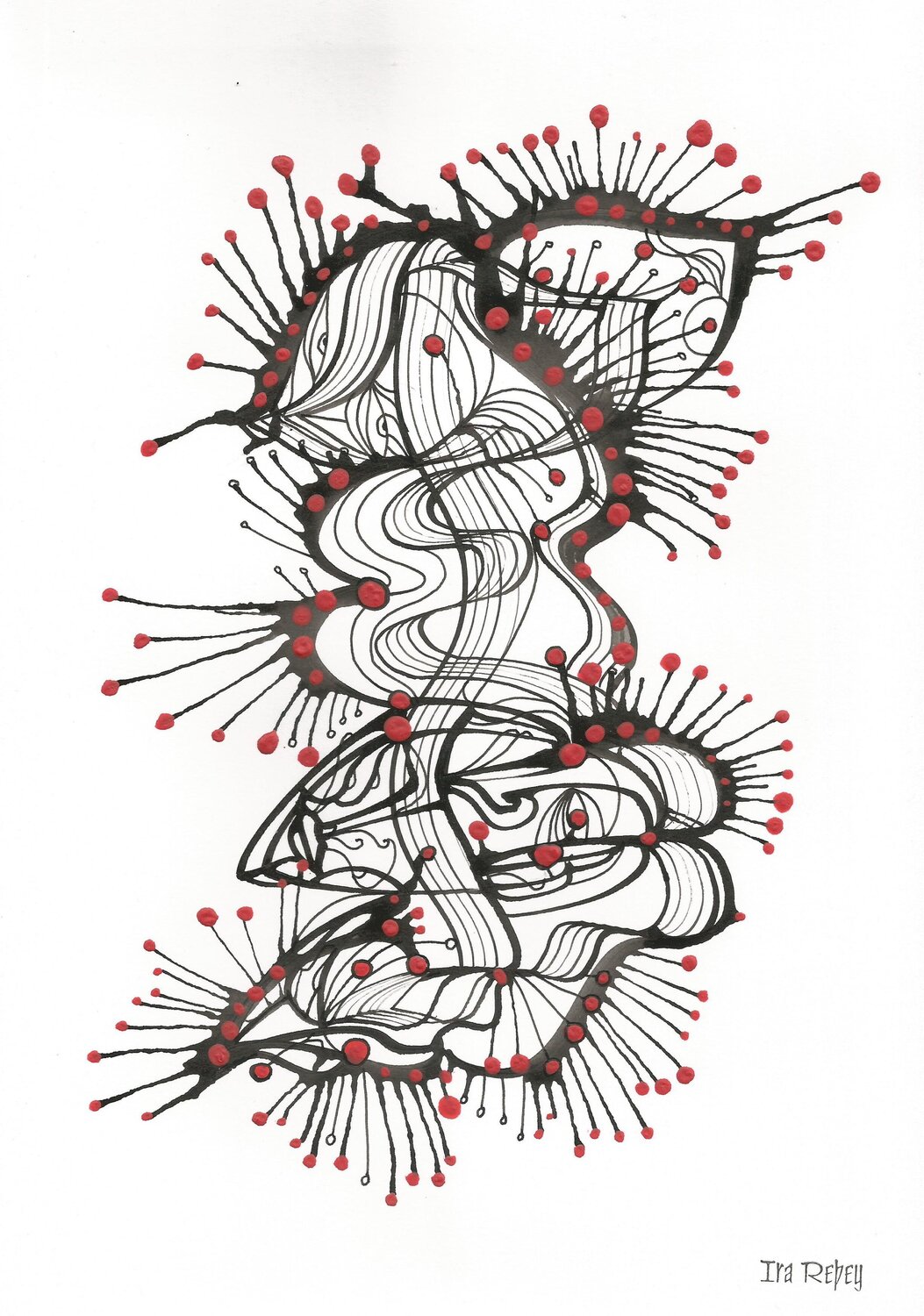 Klangbild mit roten Punkten 01 Ira Repey Work on Paper for sale