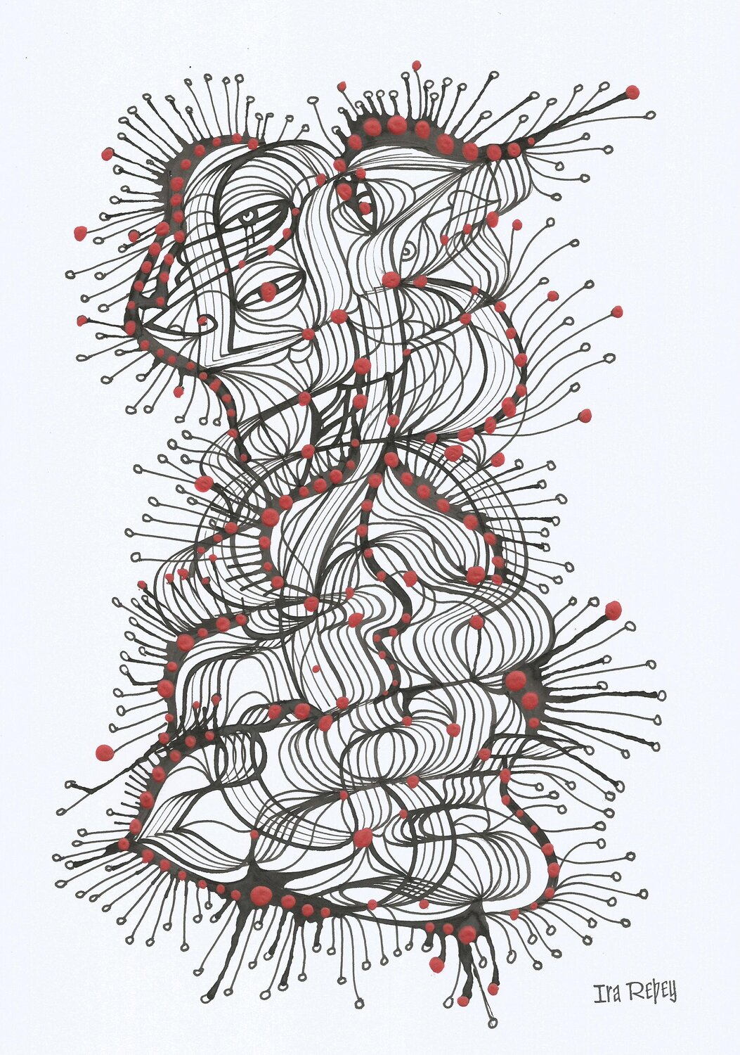 Klangbild mit roten Punkten 03 Ira Repey Work on Paper for sale