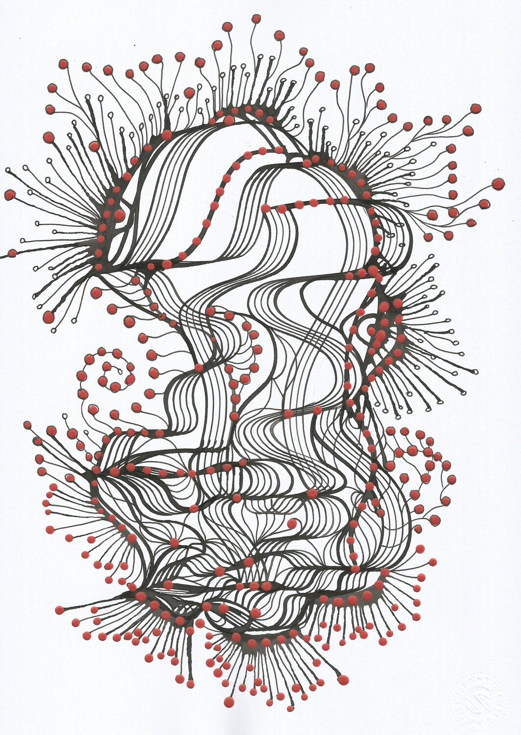 Klangbild mit roten Punkten 04 Ira Repey Work on Paper for sale