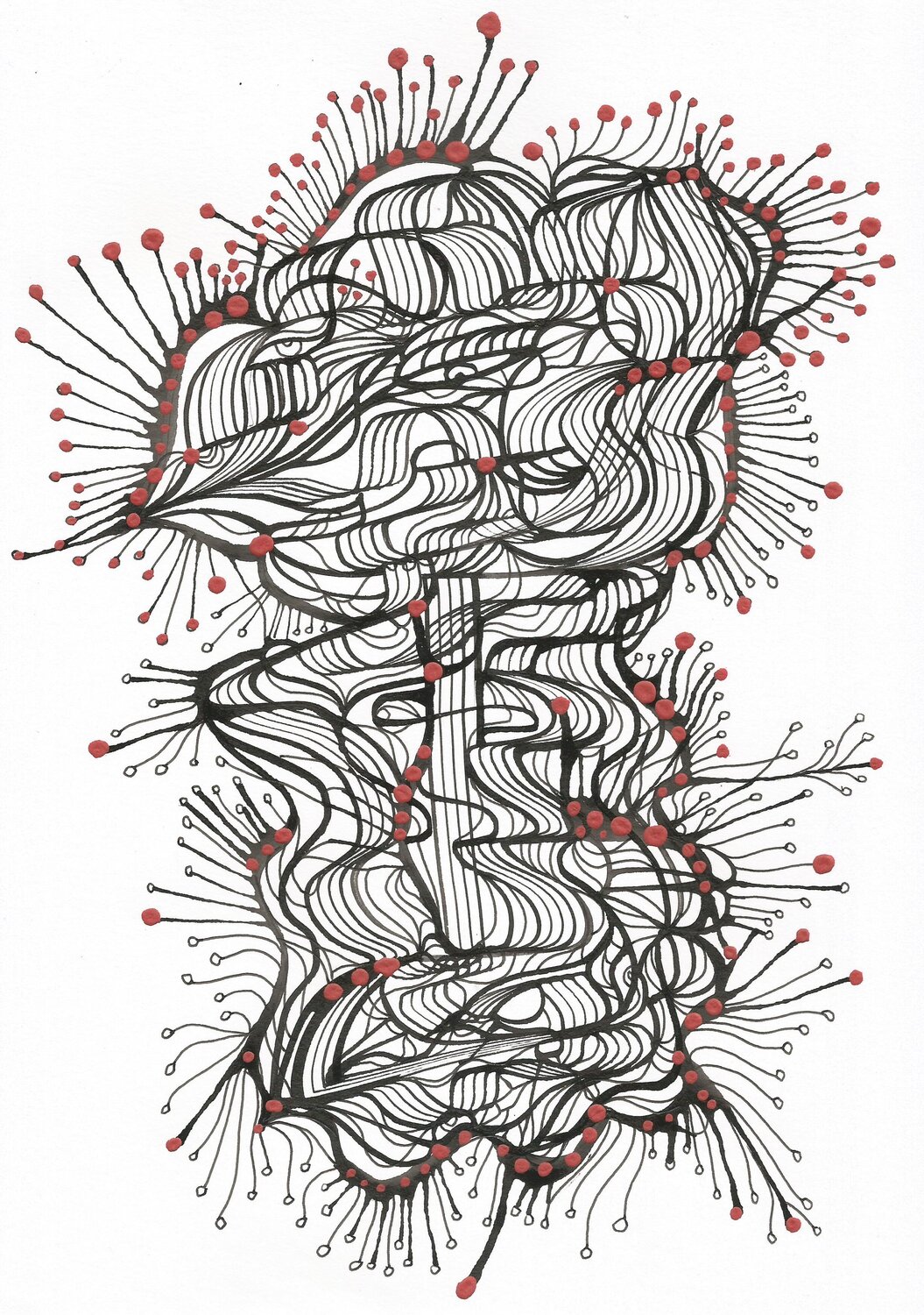 Klangbild mit roten Punkten 05 Ira Repey Work on Paper for sale