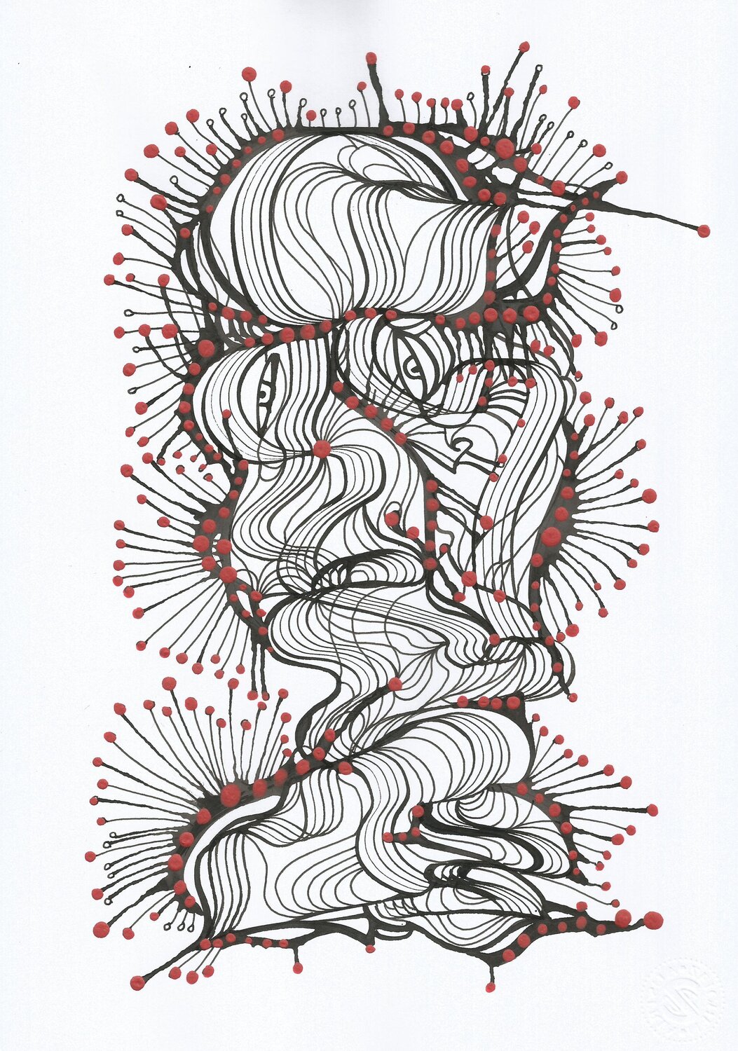 Klangbild mit roten Punkten 06 Ira Repey Work on Paper for sale