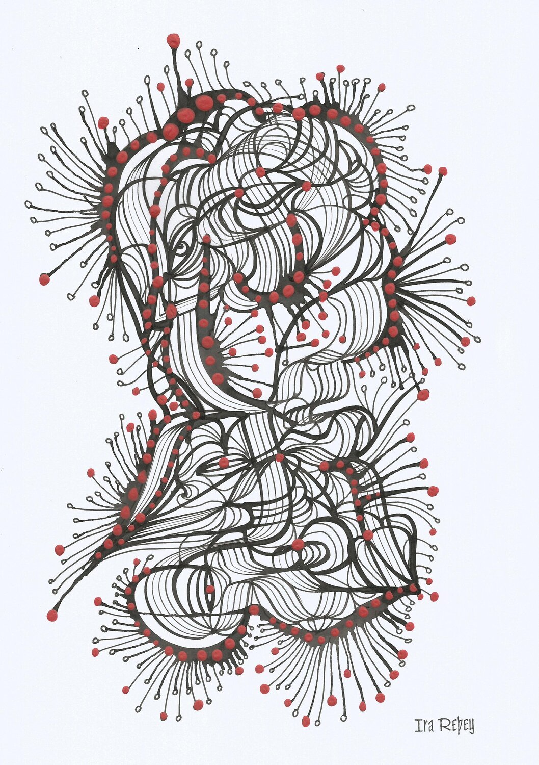Klangbild mit roten Punkten 08 Ira Repey Work on Paper for sale