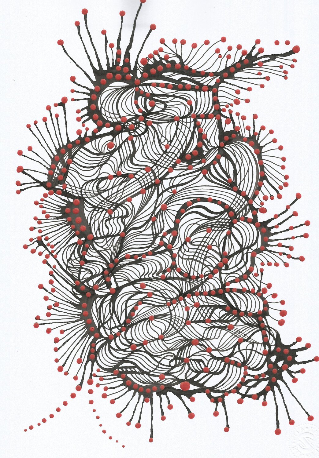 Klangbild mit roten Punkten 09 Ira Repey Work on Paper for sale