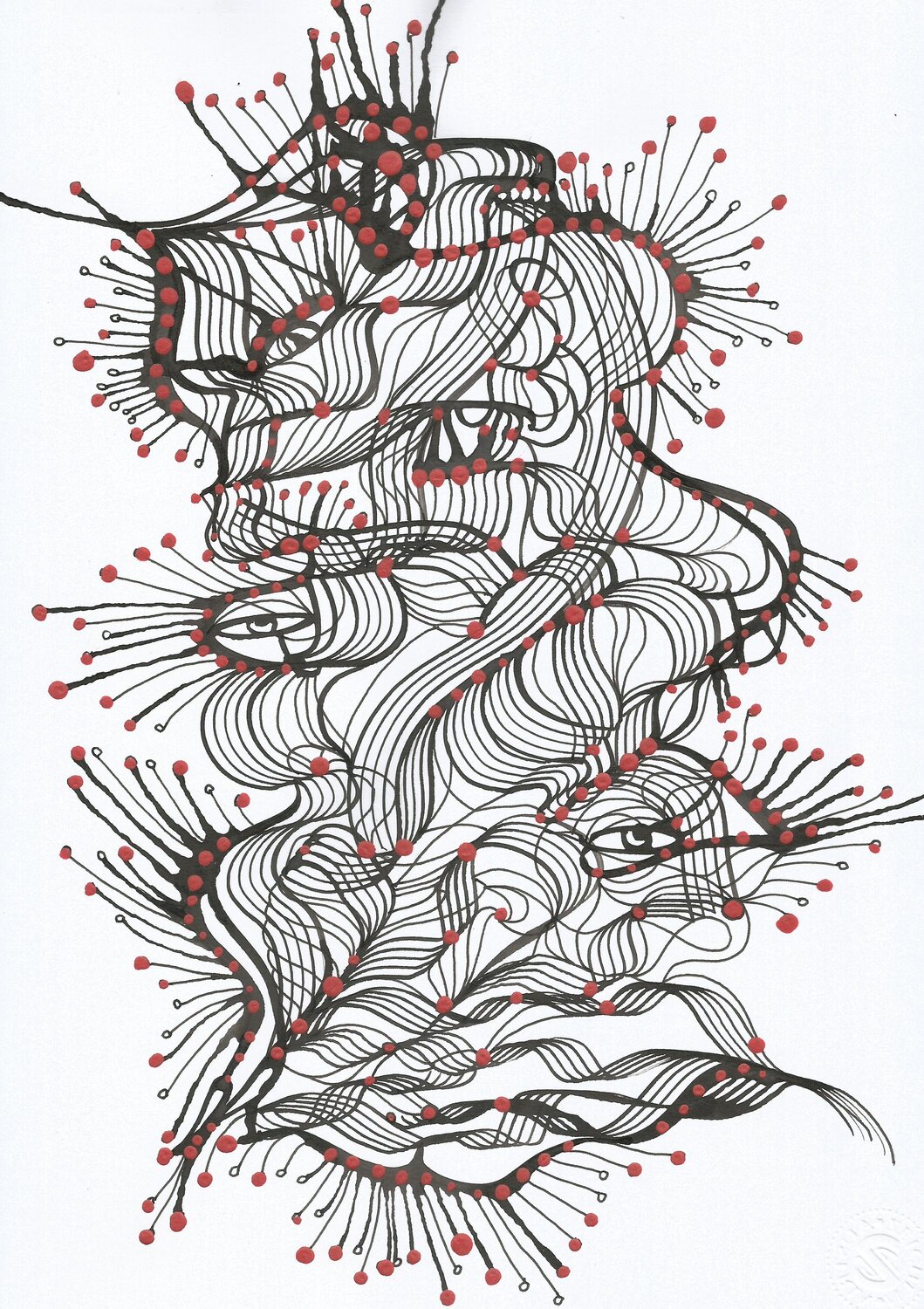 Klangbild mit roten Punkten 11 Ira Repey Work on Paper for sale