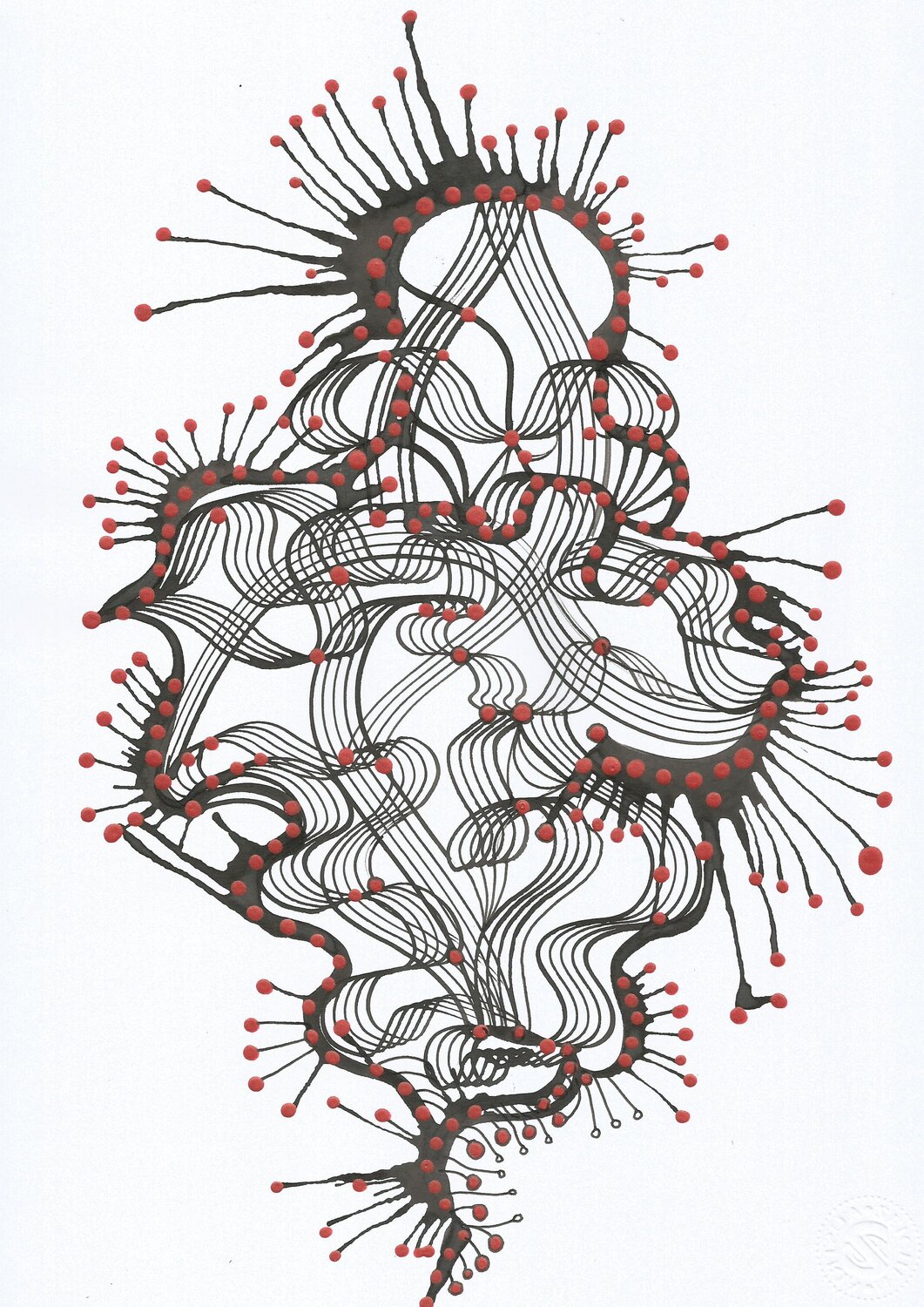 Klangbild mit roten Punkten 13 Ira Repey Work on Paper for sale
