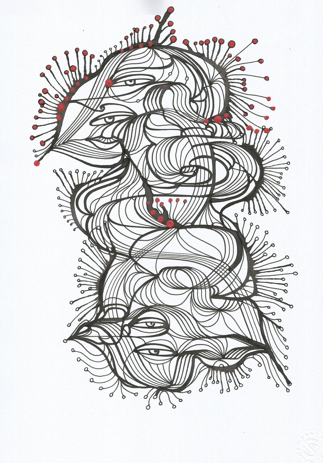 Klangbild mit roten Punkten 14 Ira Repey Work on Paper for sale