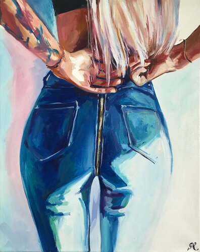 Urban Muse in Denim di Sasha Robinson, Pittura in vendita su Singulart