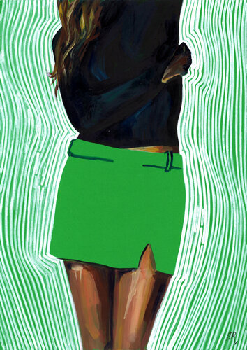 GIRL IN GREEN SKIRT - Large Abstract Pop art Giclée print on Canvas - Limited Edition of 25 Print di Sasha Robinson, Stampa in vendita su Singulart