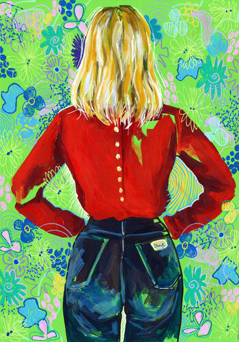 Turn back girl - Large Abstract Giclée print on Canvas - Limited Edition of 25 Artwork van Sasha Robinson, Afdruk te koop op Singulart