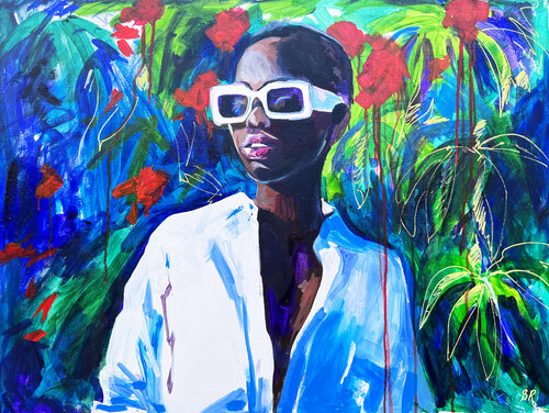 FLOWER WOMAN - large oil painting, flower abstract, home decor van Sasha Robinson, Schilderij te koop op Singulart