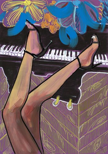 PIANO GIRL - Large Abstract Giclée print on Canvas - Limited Edition of 25 Artwork by Sasha Robinson, Print for Sale on Singulart