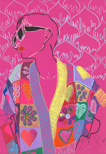 MADE YOU PINK - Large Abstract Giclée print on Canvas - Limited Edition of 25 Artwork van Sasha Robinson, Afdruk te koop op Singulart