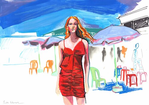 GIRL ON FIRE Abstract Painting Giclée print on Canvas - Limited Edition of 25 Print von Sasha Robinson, Druck kaufen auf Singulart