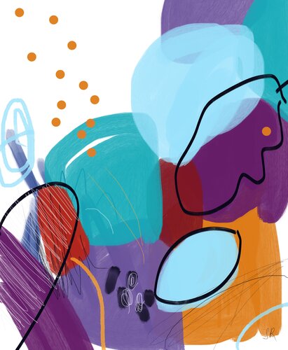 Orange joy and Cerulean Skies Extra large canvas abstract_202327022 Giclée print on canvas, wall art - Limited Edition of 5 Print by Sasha Robinson, Print for Sale on Singulart